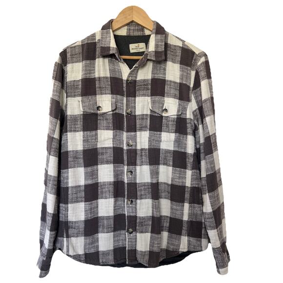 Marine Layer Shirt Mens Medium Sequoia Camping Nubby Plaid 100% Cotton Shacket - Picture 1 of 12